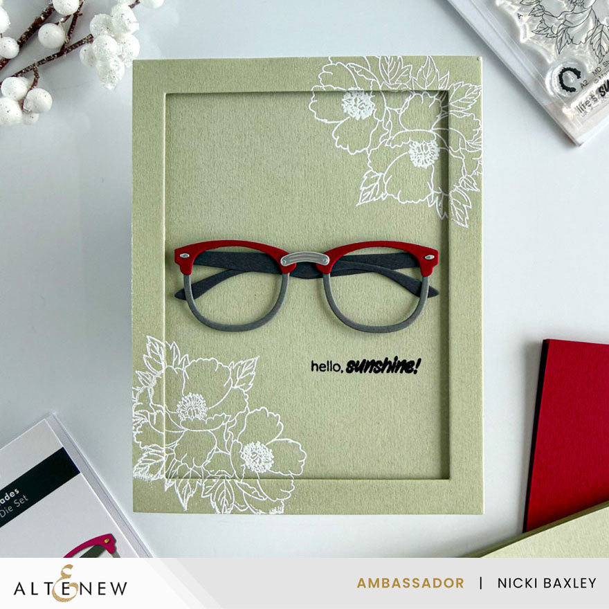 Altnew Mini Delight Stylish Shades Stamp and Die Set alt11257bn red glasses
