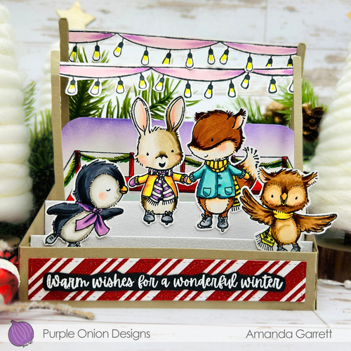 Purple Onion Designs Ice Skating Rink Cling Stamp pod1374 Wonderful Winter Christmas Pop Up