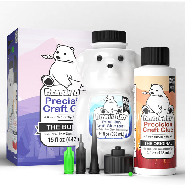 Bearly Art Precision Craft Glue 11Fl Oz Refill - Dries Clear