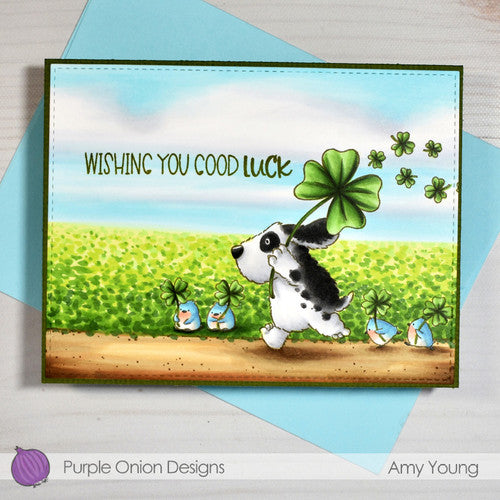 Purple Onion Designs Flappy's Lucky Day Cling Stamp pod5018 Wishing You Good Luck Card