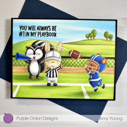 Purple Onion Designs Reed Unmounted Cling Stamp pod1402 football card