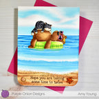Purple Onion Designs Just Float Unmounted Cling Stamp pod5025 floating bear and cat card