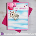 Purple Onion Designs Mr. Corgi And Balloons Cling Stamp pod5017 Valentine Balloon Card