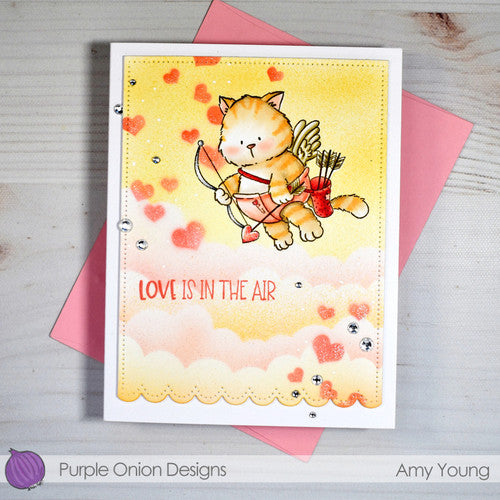 Purple Onion Designs Tofu The Cupid Cling Stamp pod5015 Cat Valentine Card