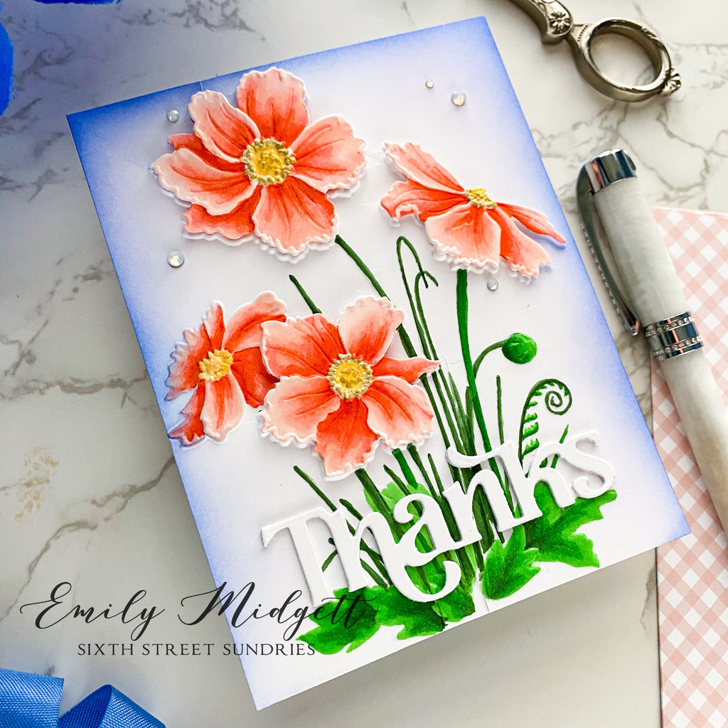 Simon Says Stamp Embossing Folder And Dies Anemone Cluster sfd331 Out Of This World Thanks Card | color-code:ALT01