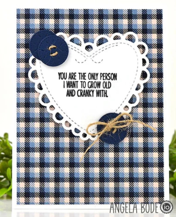 Impression Obsession Clear Stamps Relationship Humor cl1228 plaid background