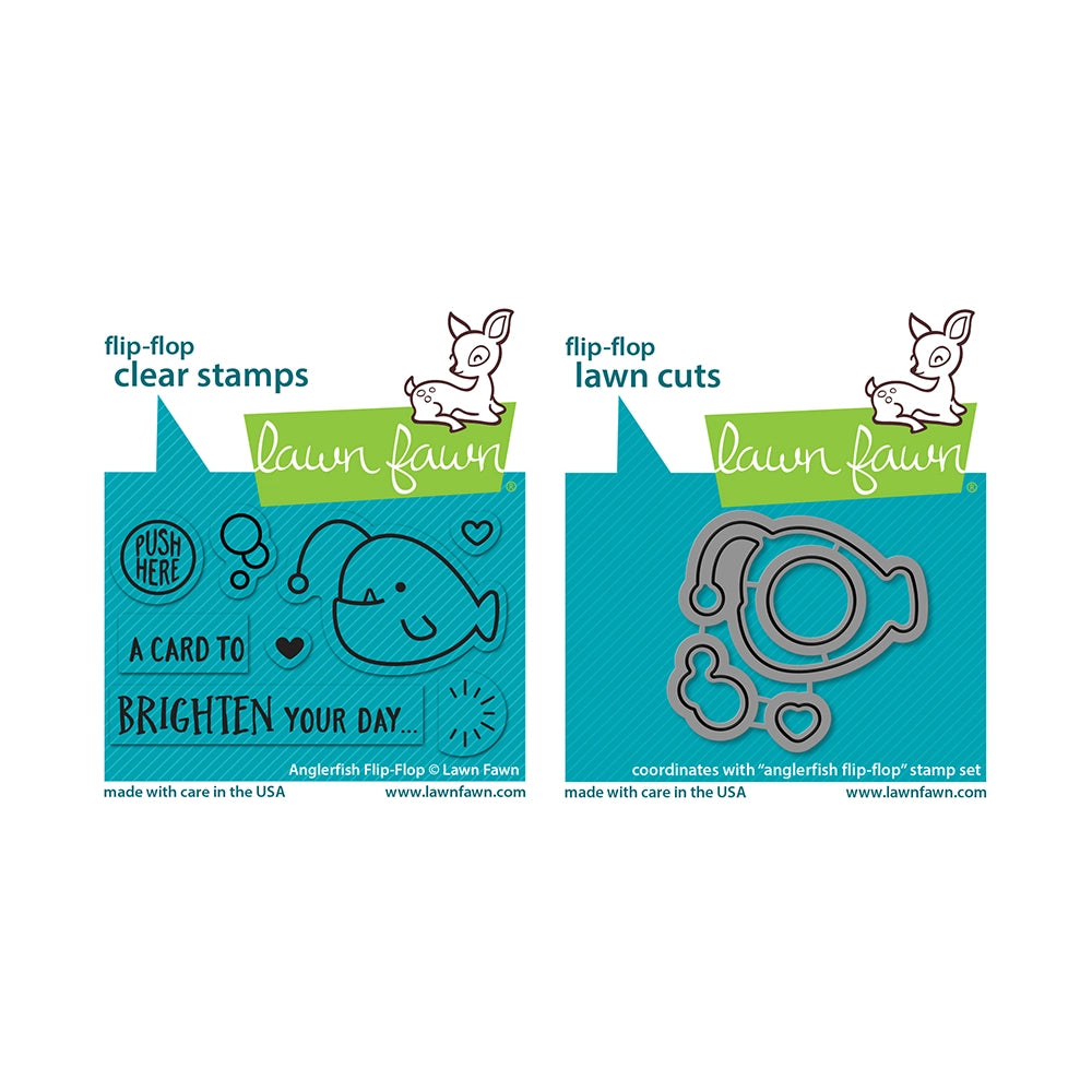 Lawn Fawn Set Anglerfish Flip Flop Stamps and Dies lf6af
