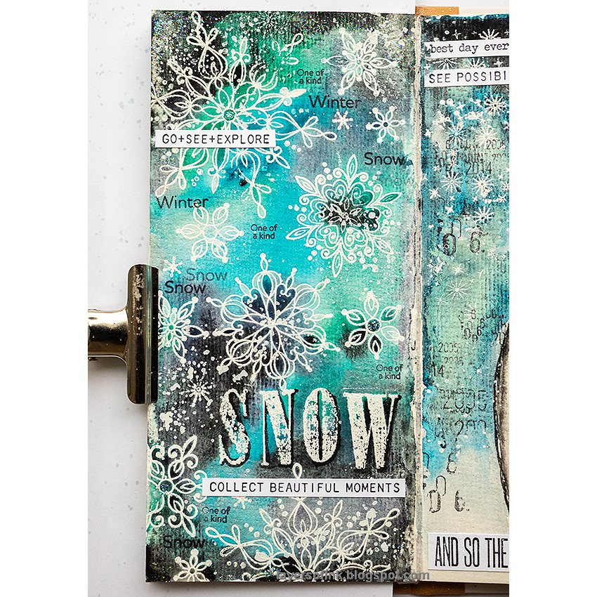 Simon Says Stamp! Simon Says Clear Stamps SNOWFLAKE SEASON sss202183c Winter Art Journal Page | color-code:ALT02