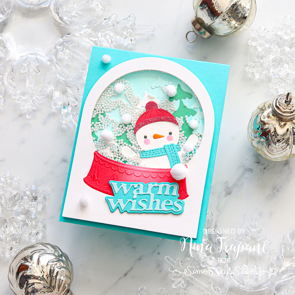 Simon Says Stamp Emboss and Cut Folder Antique Snowglobe sfd535 DieCember Winter Card | color-code:ALT01