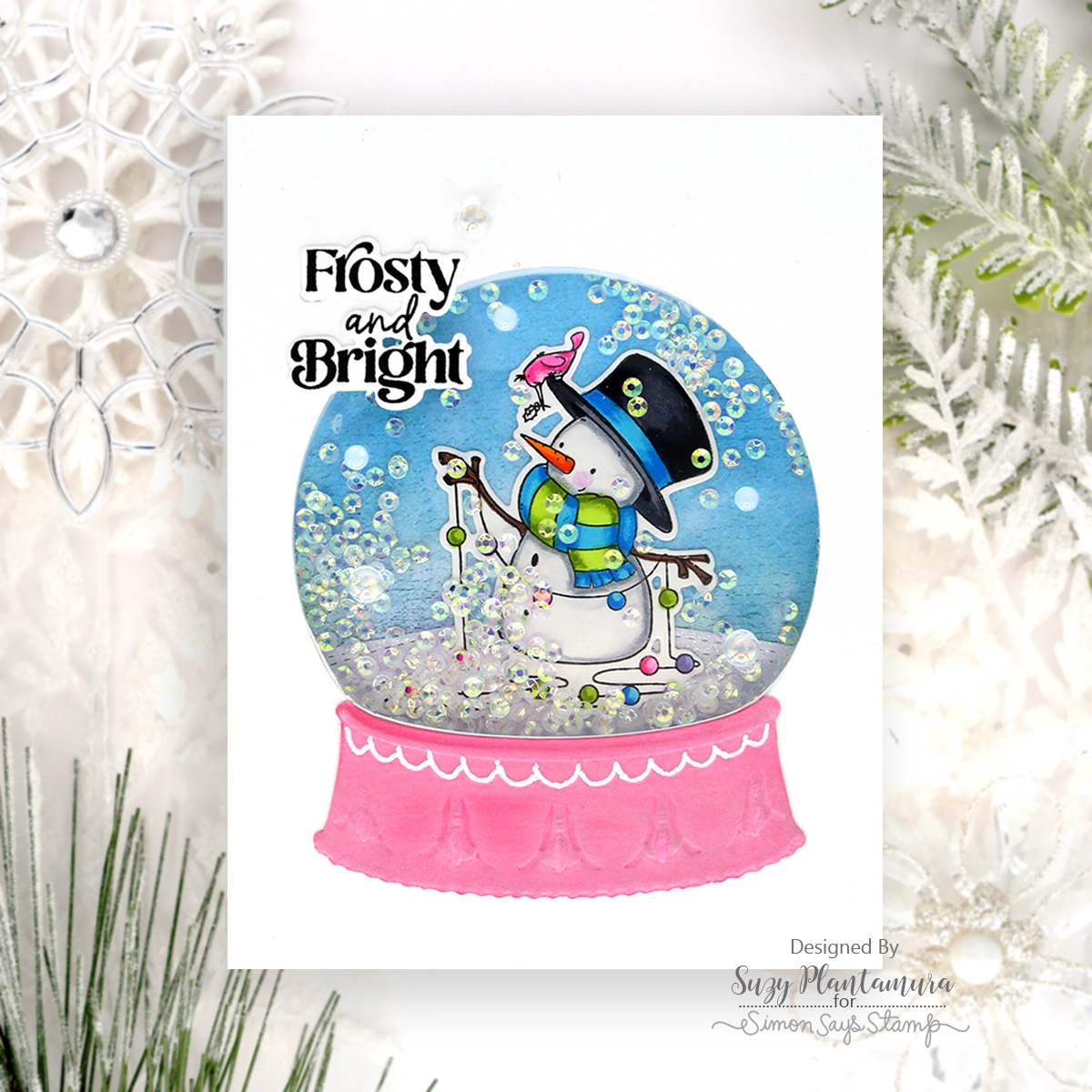 Simon Says Stamp Emboss and Cut Folder Antique Snowglobe sfd535 DieCember Christmas Card | color-code:ALT04