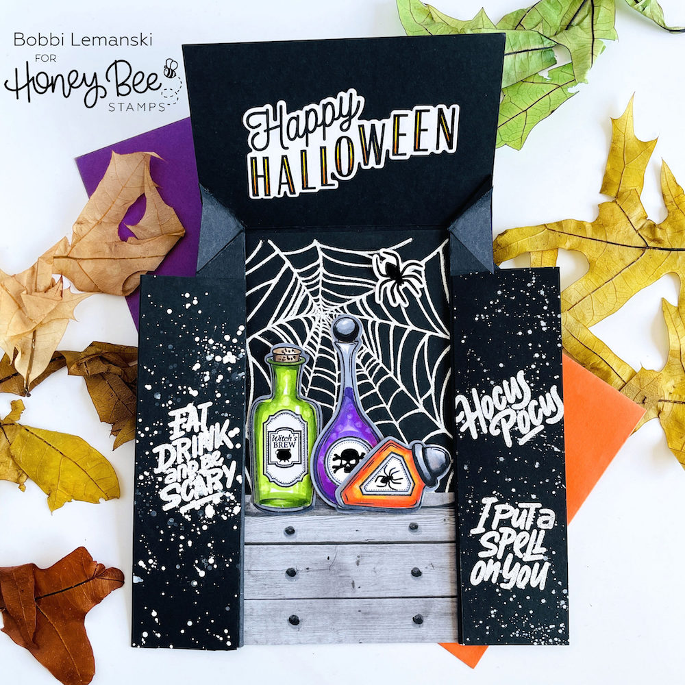 Honey Bee HOCUS POCUS Clear Stamp Set hbst-443 Witch’s Apothecary Cabinet Card | color-code:ALT03