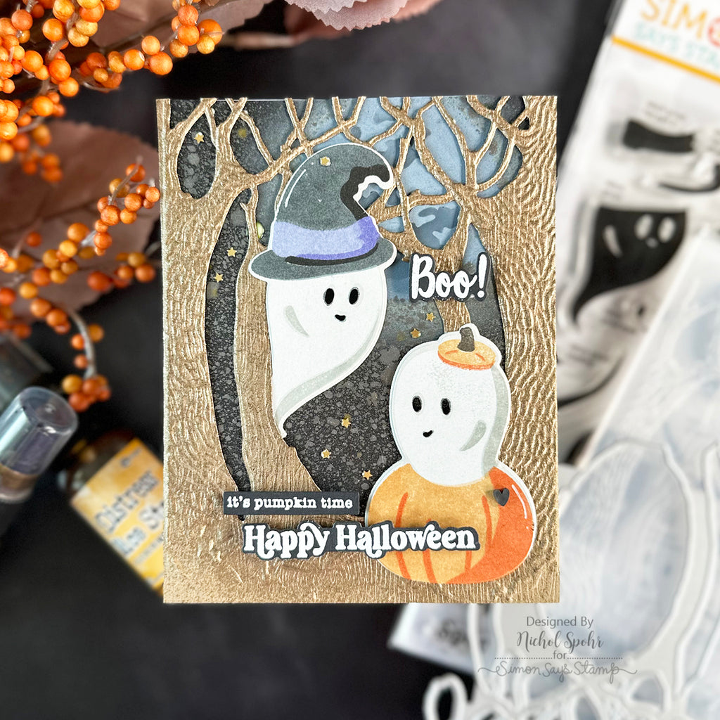 Simon Says Stamp Embossing Folder And Cutting Dies Arched Forest sfd352 Stamptember Halloween Card | color-code:ALT02