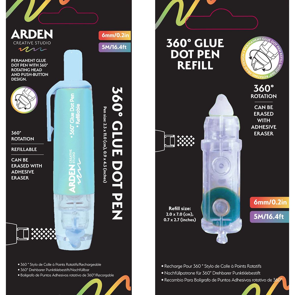 Arden Creative Studio 360 Glue Dot Pen and Refill Bundle