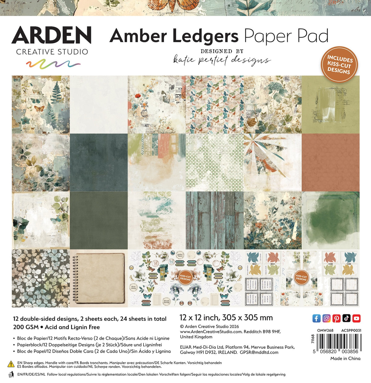 Arden Creative Studio Amber Ledgers 12x12 Paper Pad acspp0031