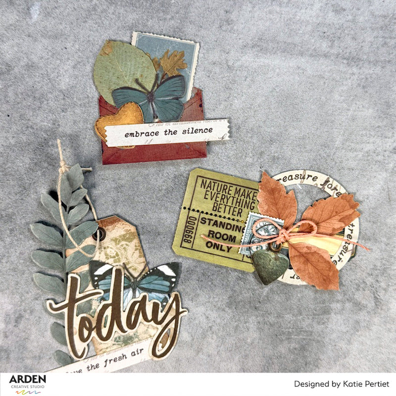 Arden Creative Studio Amber Ledgers 12x12 Paper Pad acspp0031 leaves butterflies embrace the silence card katie pertiet
