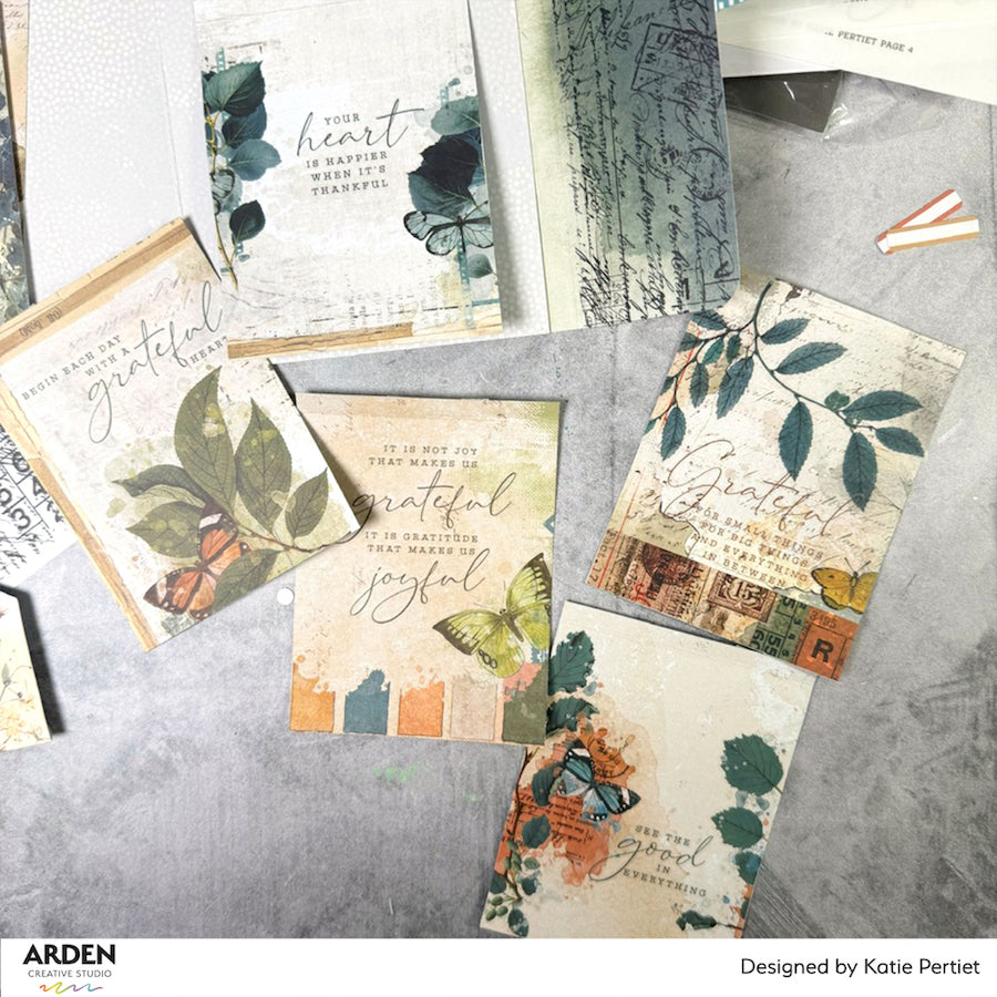 Arden Creative Studio Amber Ledgers 6x8 Paper Pad acspp0033 leaves butterflies grateful joyful cards katie pertiet