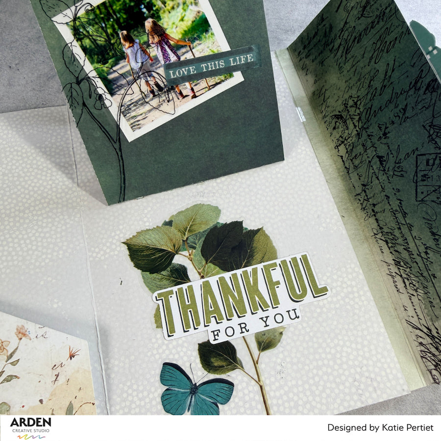 Arden Creative Studio Amber Ledgers Foliage Laser Cuts acslc0013 leaves blue butterfly love this life card
