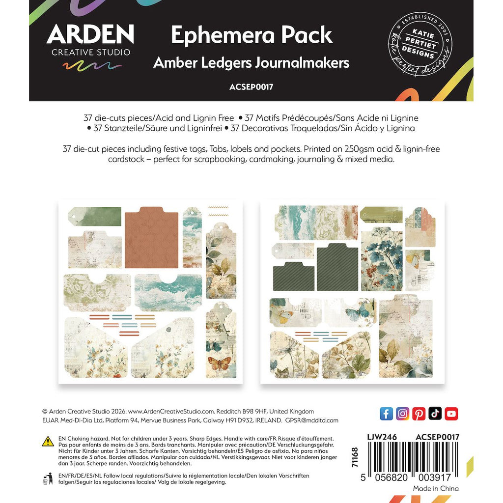 Arden Creative Studio Amber Ledgers Journalmakers Ephemera Pack acsep0017