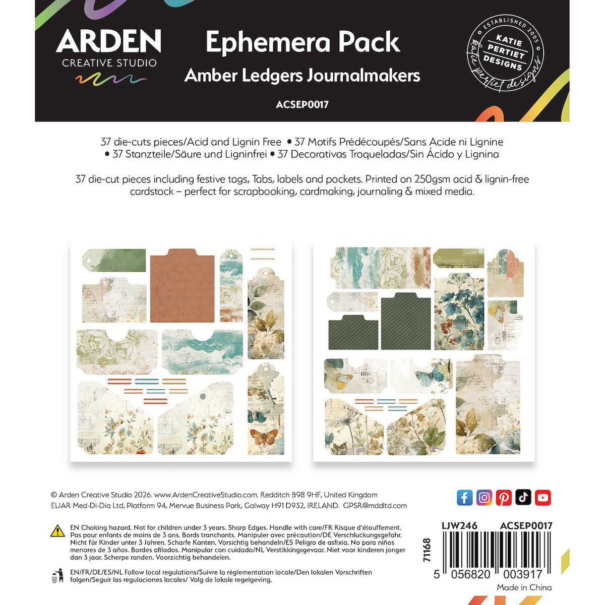 Arden Creative Studio Amber Ledgers Journalmakers Ephemera Pack acsep0017