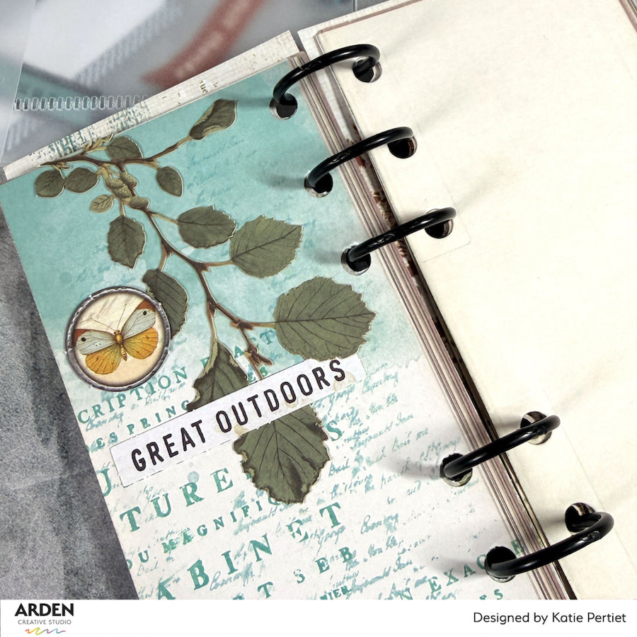 Arden Creative Studio Amber Ledgers Journalmakers Ephemera Pack acsep0017 vine of leaves butterfly great outdoors journal card katie pertiet
