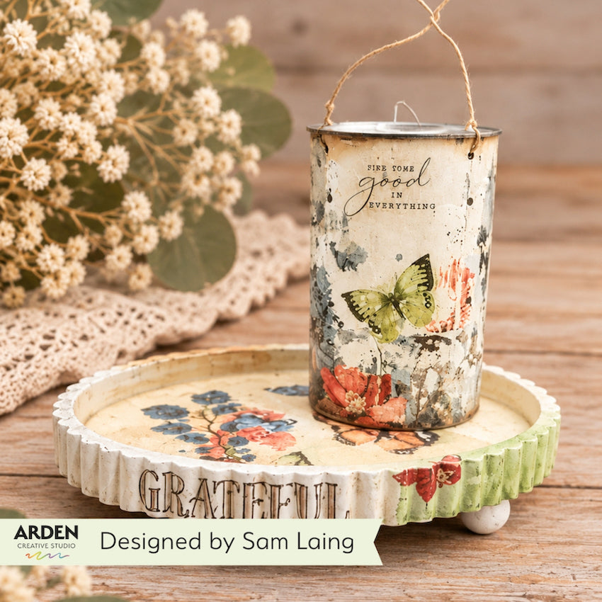 Arden Creative Studio Amber Ledgers Thankful Kiss Cut PET Tape acsct0010 flowers butterflies grateful plate and decoration sam laing