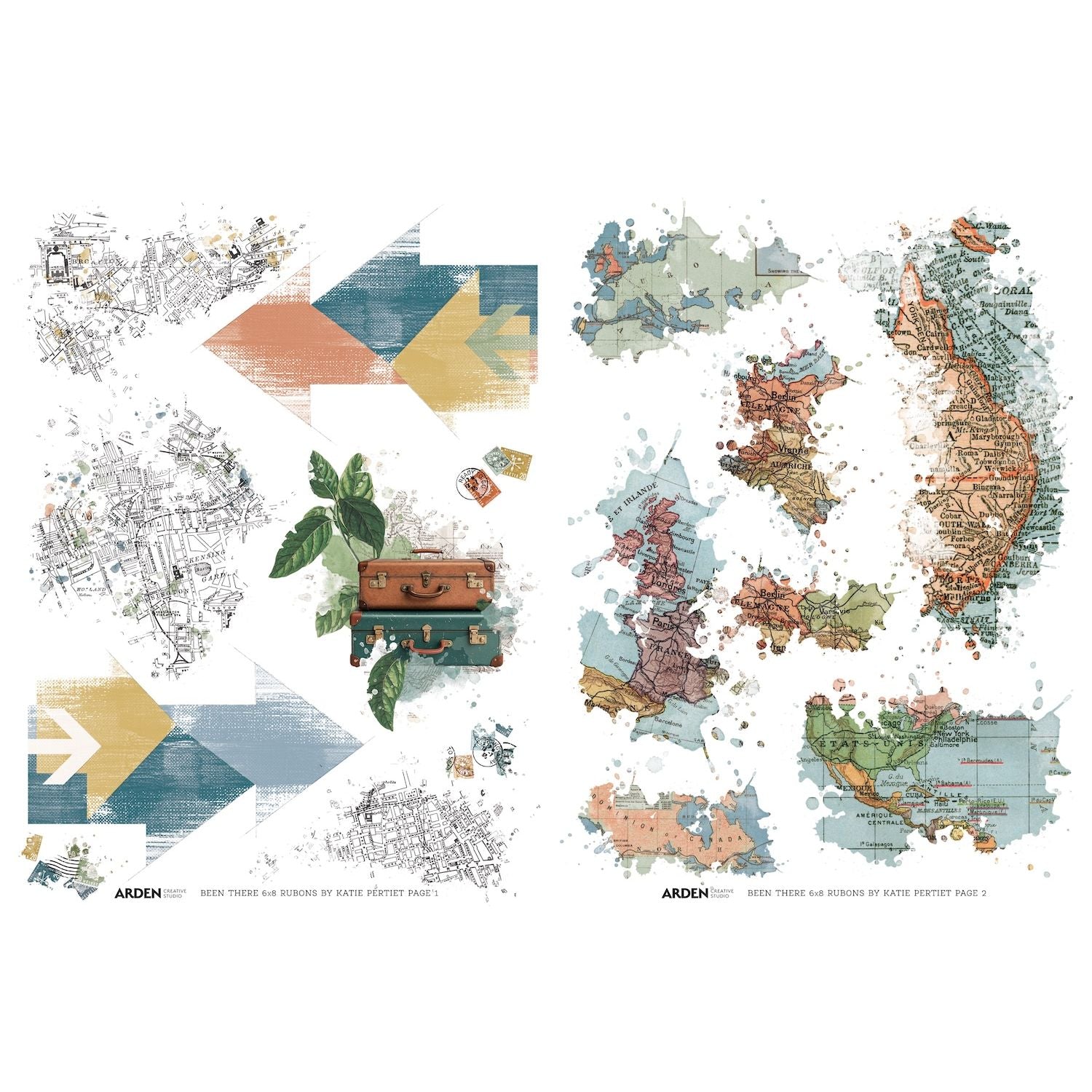 Arden Creative Studio Been There Rub On Transfer Set acsro0008 map