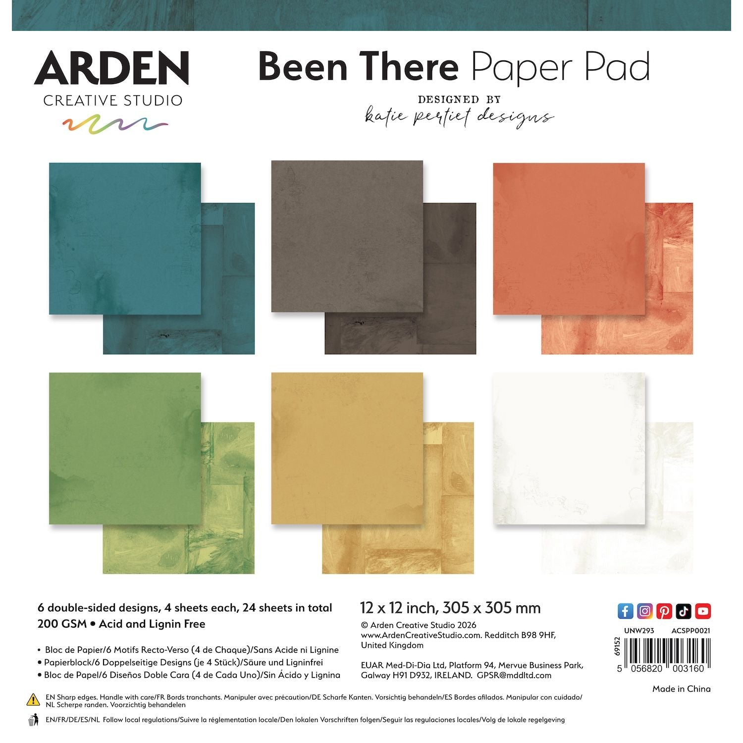 Arden Creative Studio Been There Solids 12x12 Paper Pad acspp0021