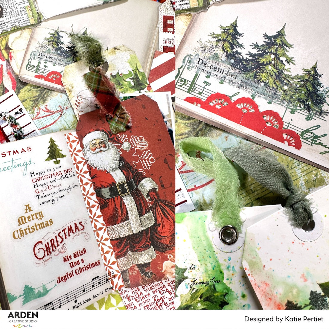 Arden Creative Studio Christmas Cheer 12x12 Paper Pad acspp0026 santa trees music notes