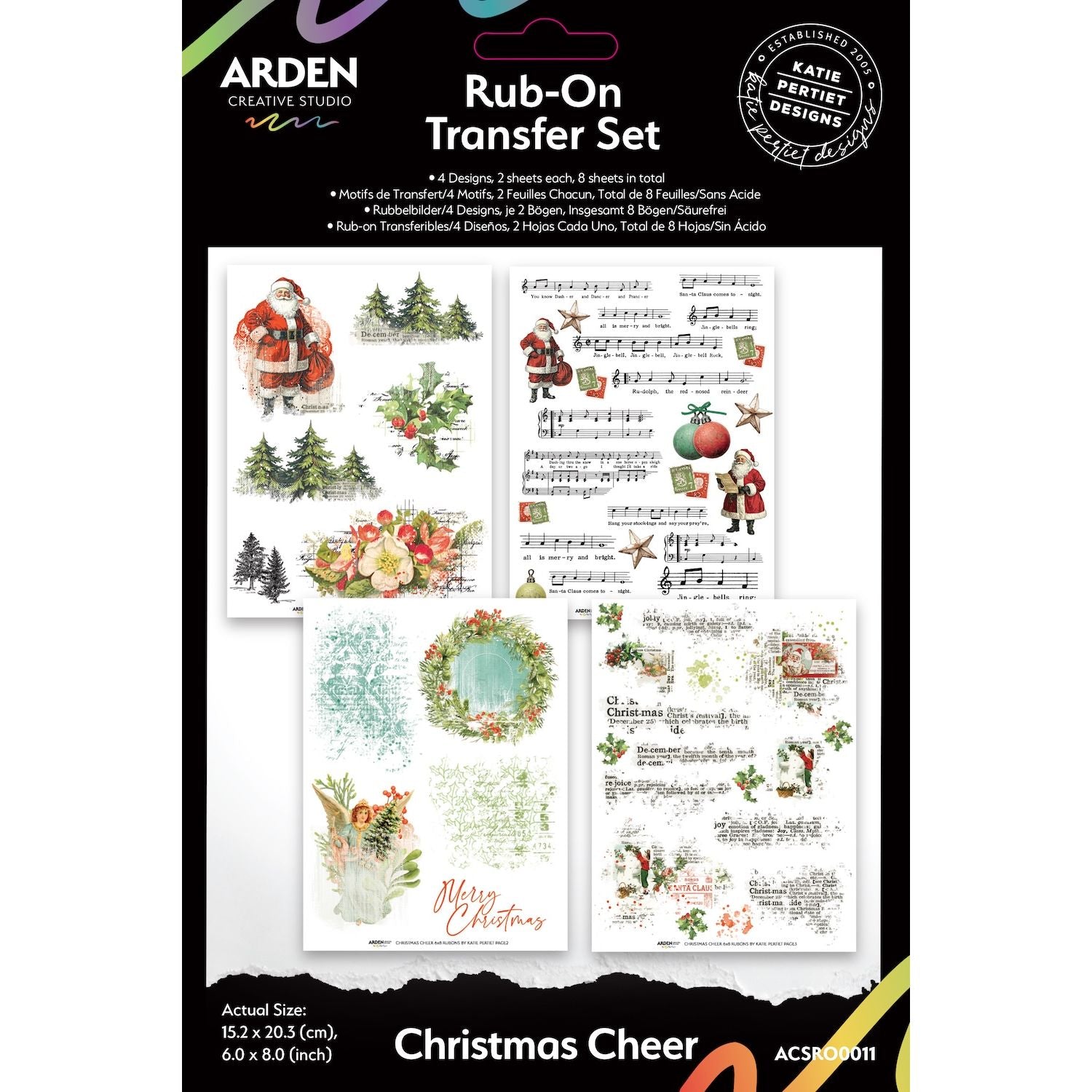 Arden Creative Studio Christmas Cheer 6x8 Rub On Transfer Set acsro0011
