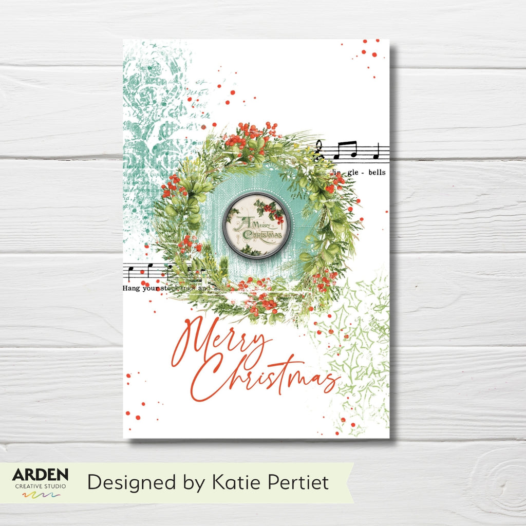 Arden Creative Studio Christmas Cheer 6x8 Rub On Transfer Set acsro0011 christmas wreath music merry christmas card