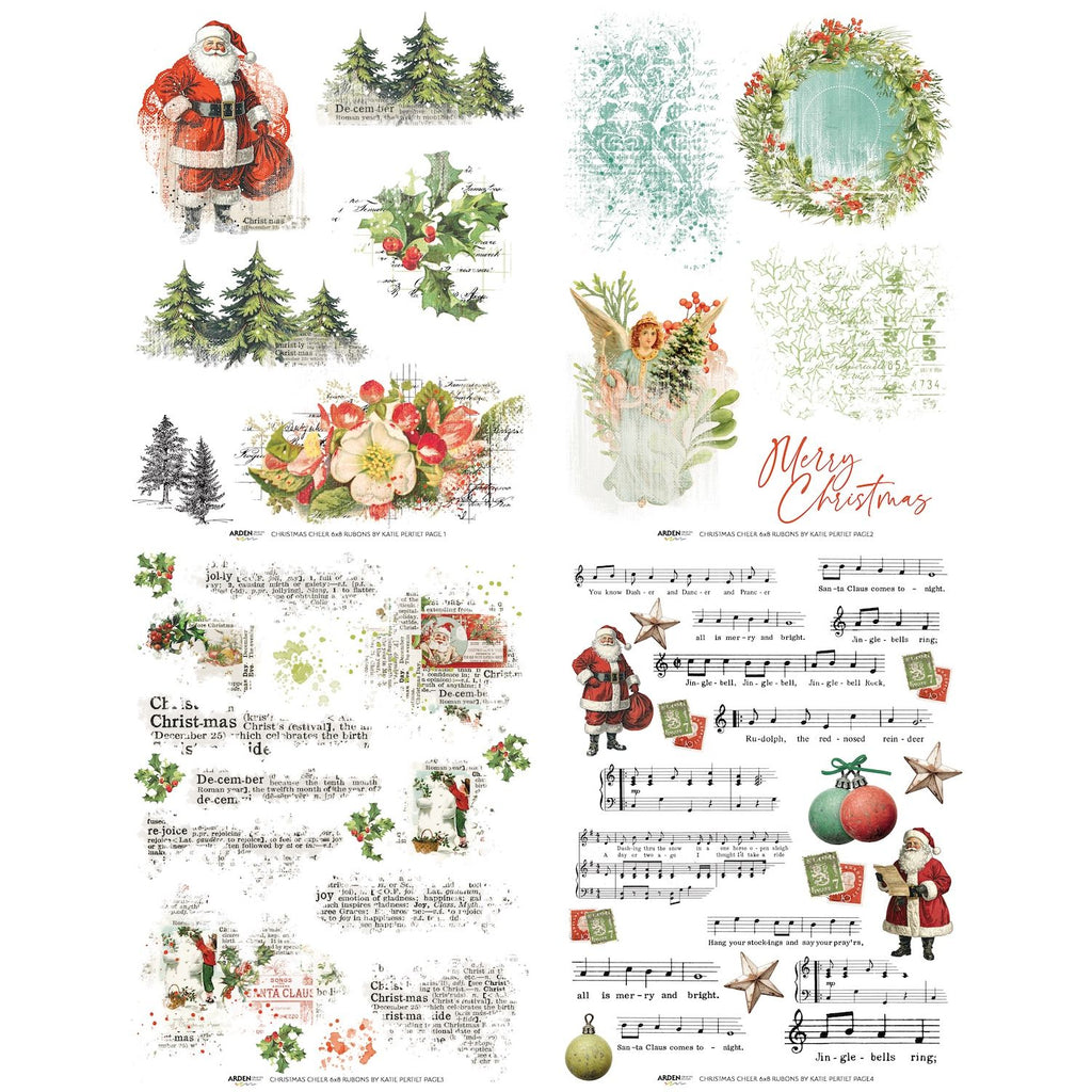 Arden Creative Studio Christmas Cheer 6x8 Rub On Transfer Set acsro0011 stickers