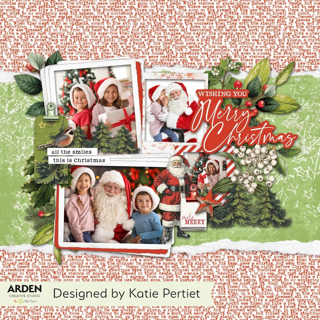 Arden Creative Studio Christmas Cheer Essentials Laser Cuts acslc0009 santa hat berries green background christmas card