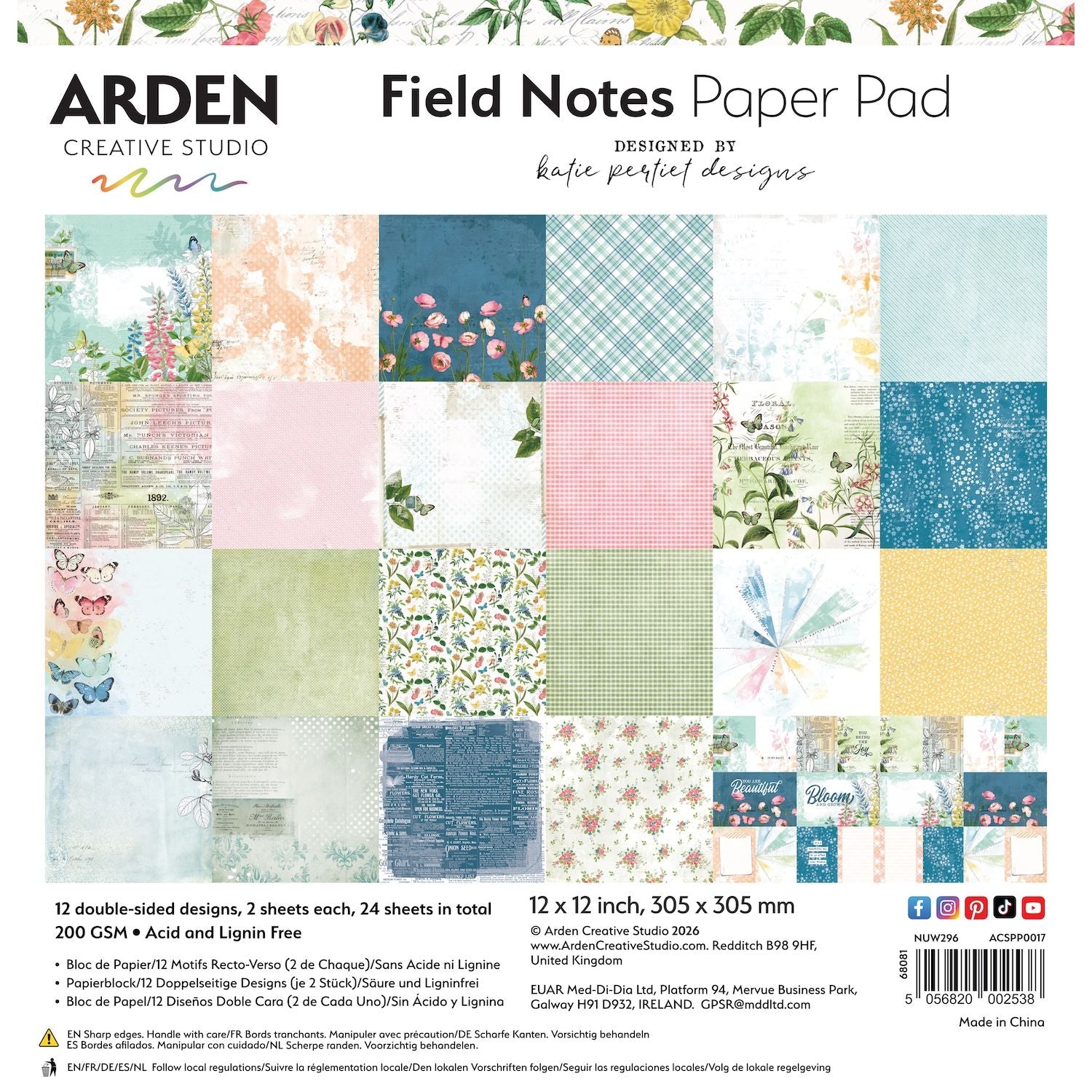Arden Creative Studio Field Notes 12x12 Paper Pad acspp0017