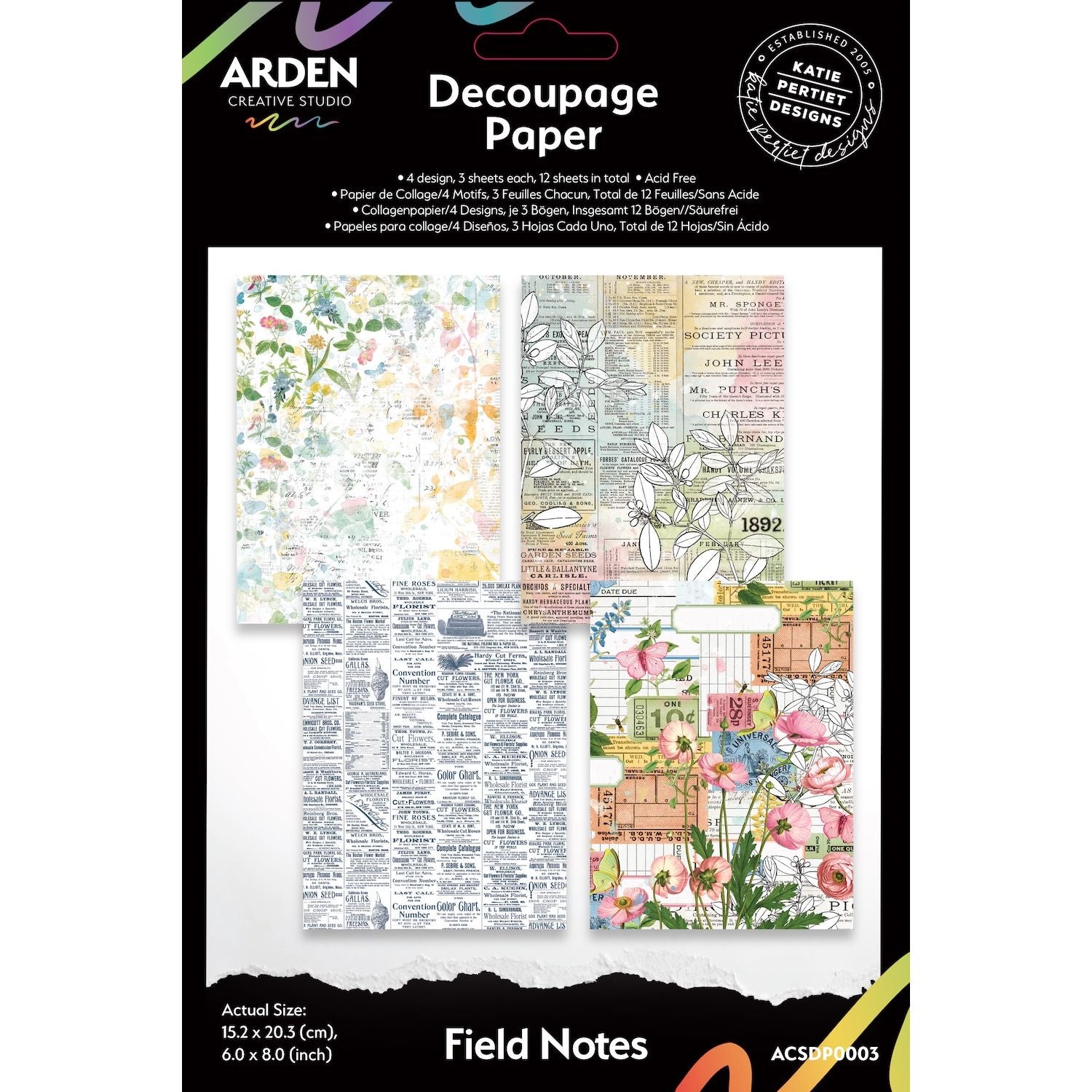 Arden Creative Studio Field Notes 6x8 Decoupage Paper acsdp0003