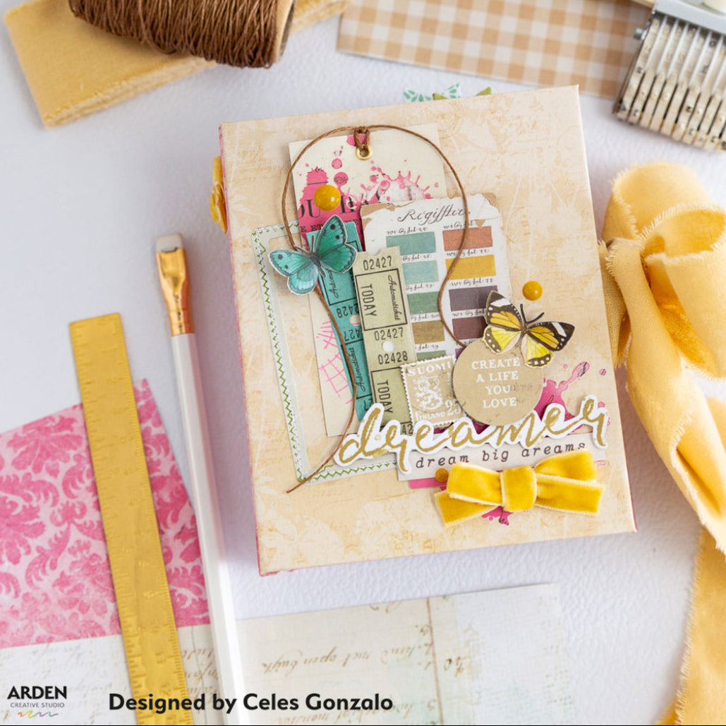 Arden Creative Studio Garden Chronicles Enamel Dots acsed0007 colored butterflies brown yarn dreamer card