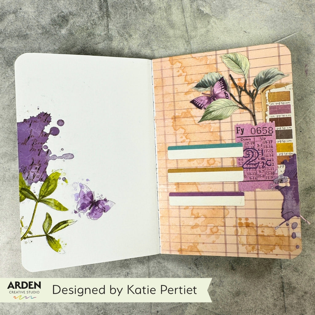 Arden Creative Studio Garden Chronicles Ledger Continuous PET Tape acsct0007 purple butterfly leaves journal page