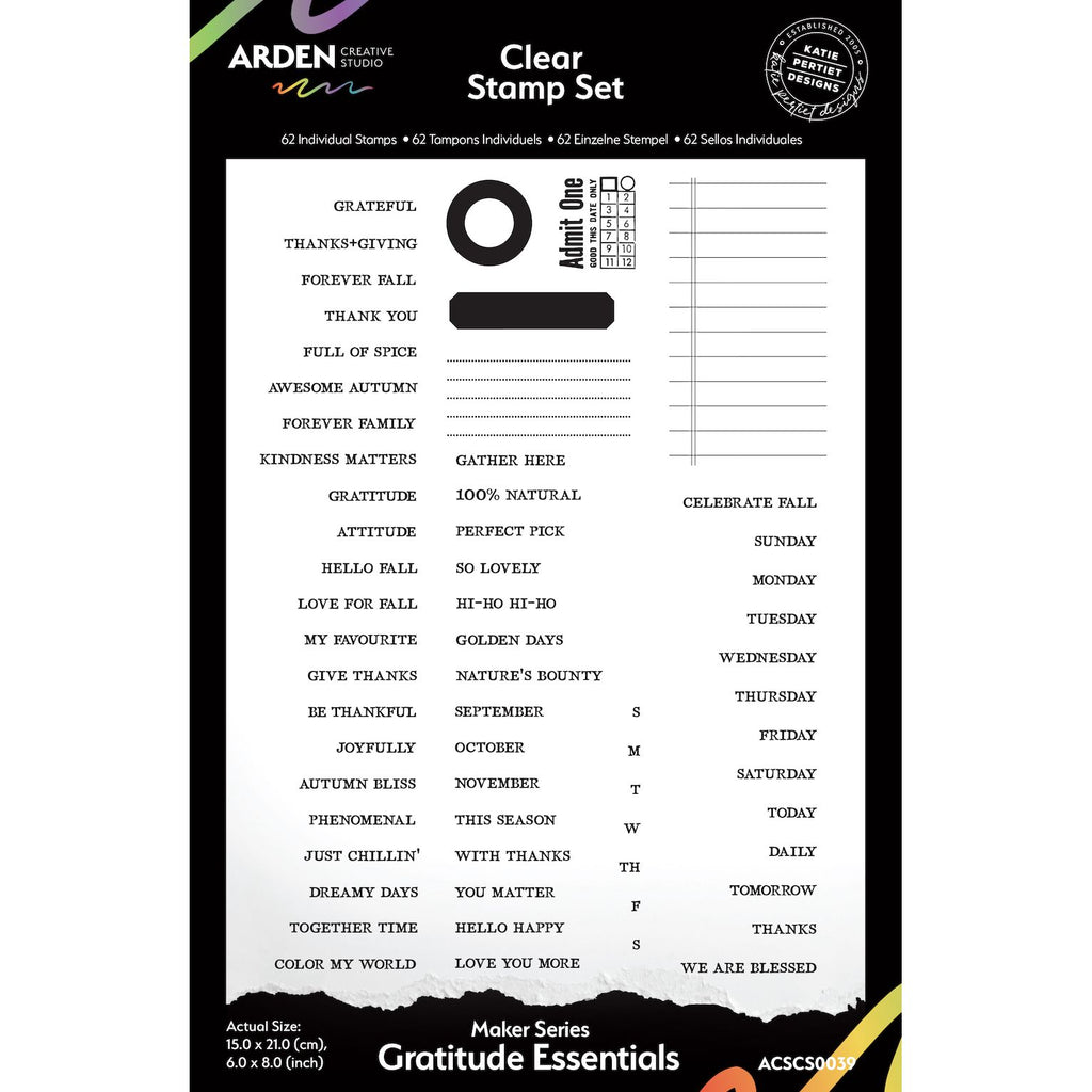 Arden Creative Studio Gratitude Essentials Clear Stamp Set acscs0039