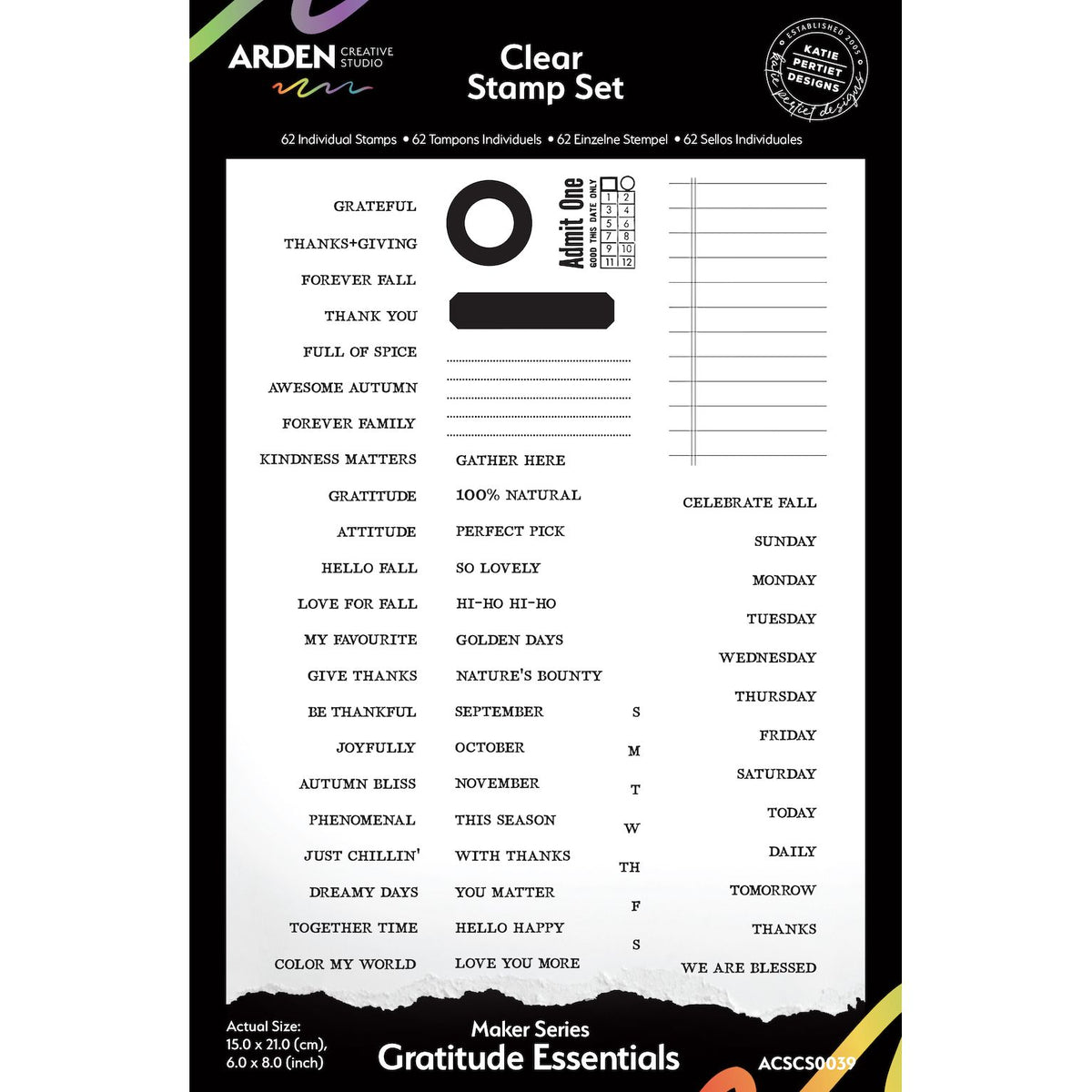 Arden Creative Studio Gratitude Essentials Clear Stamp Set acscs0039