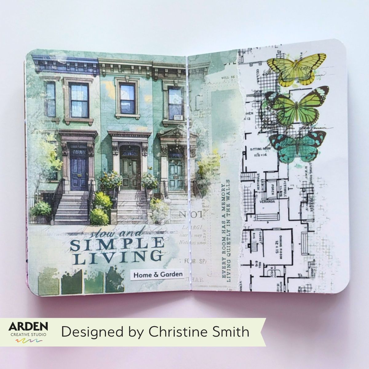 Arden Creative Studio Home and Garden Floor Notes Continuous PET Tape acsct0011 green butterflies green houses slow and simple living card christine smith