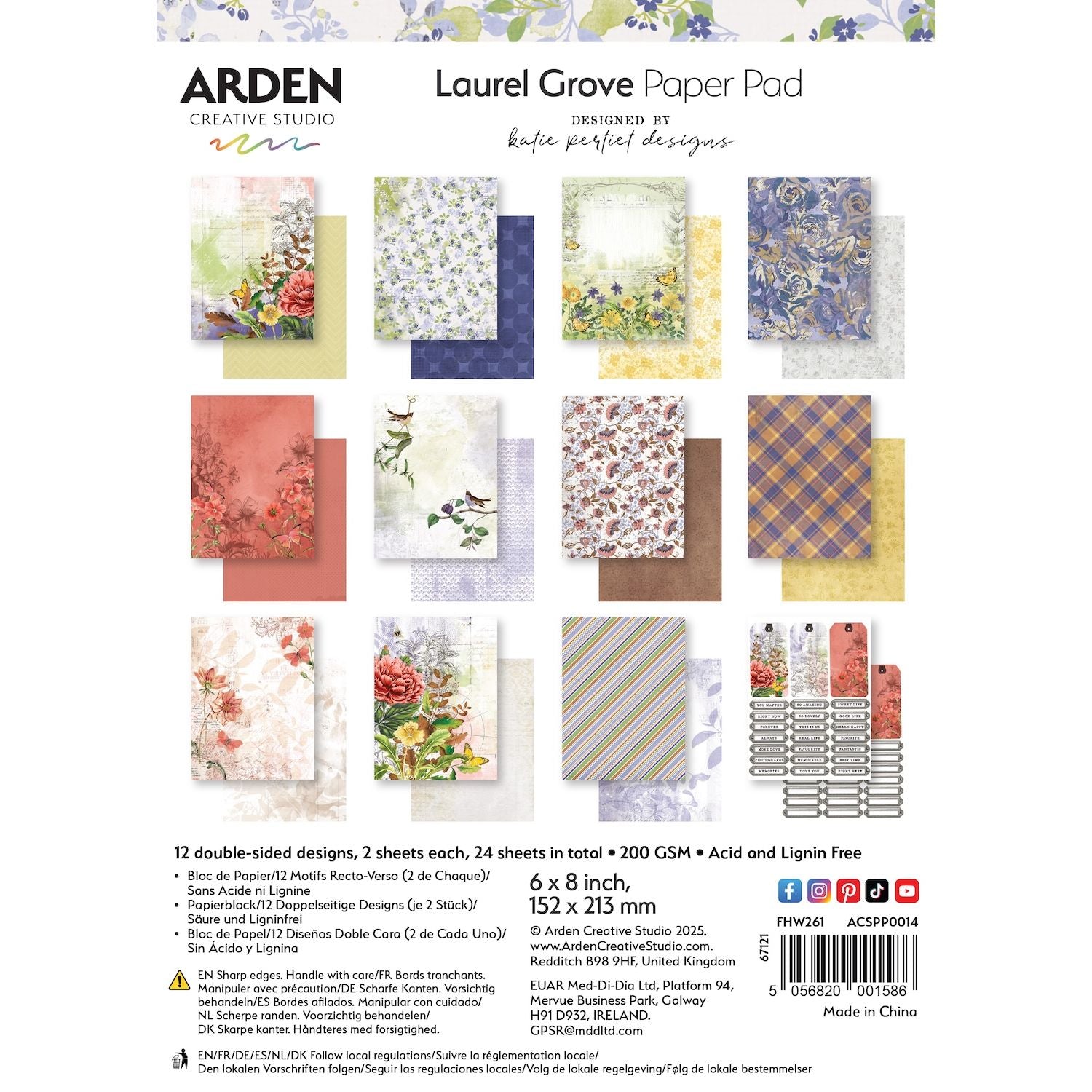 Arden Creative Studio Laurel Grove 6x8 Paper Pad acspp0014
