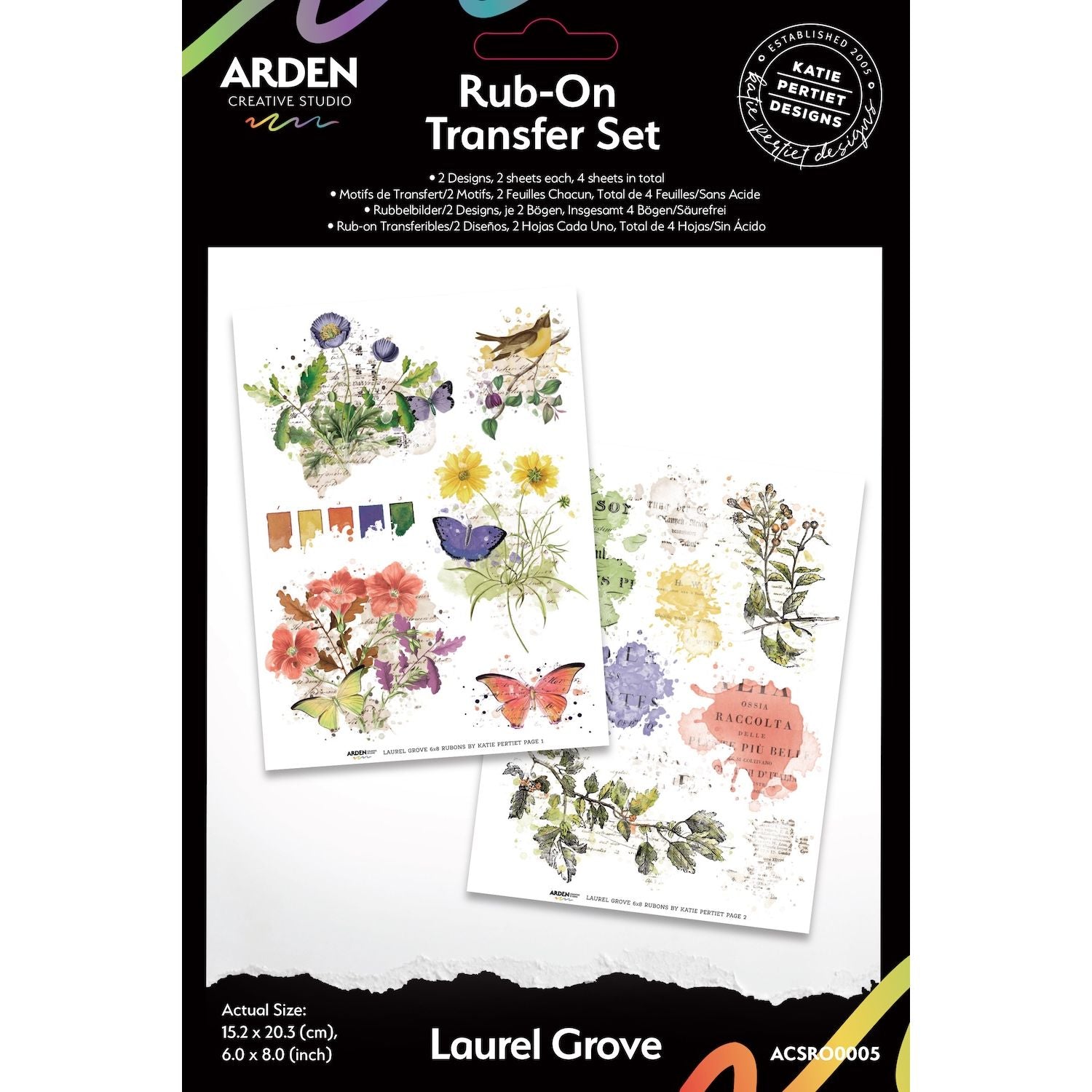 Arden Creative Studio Laurel Grove 6x8 Rub On Transfer Set acsro0005
