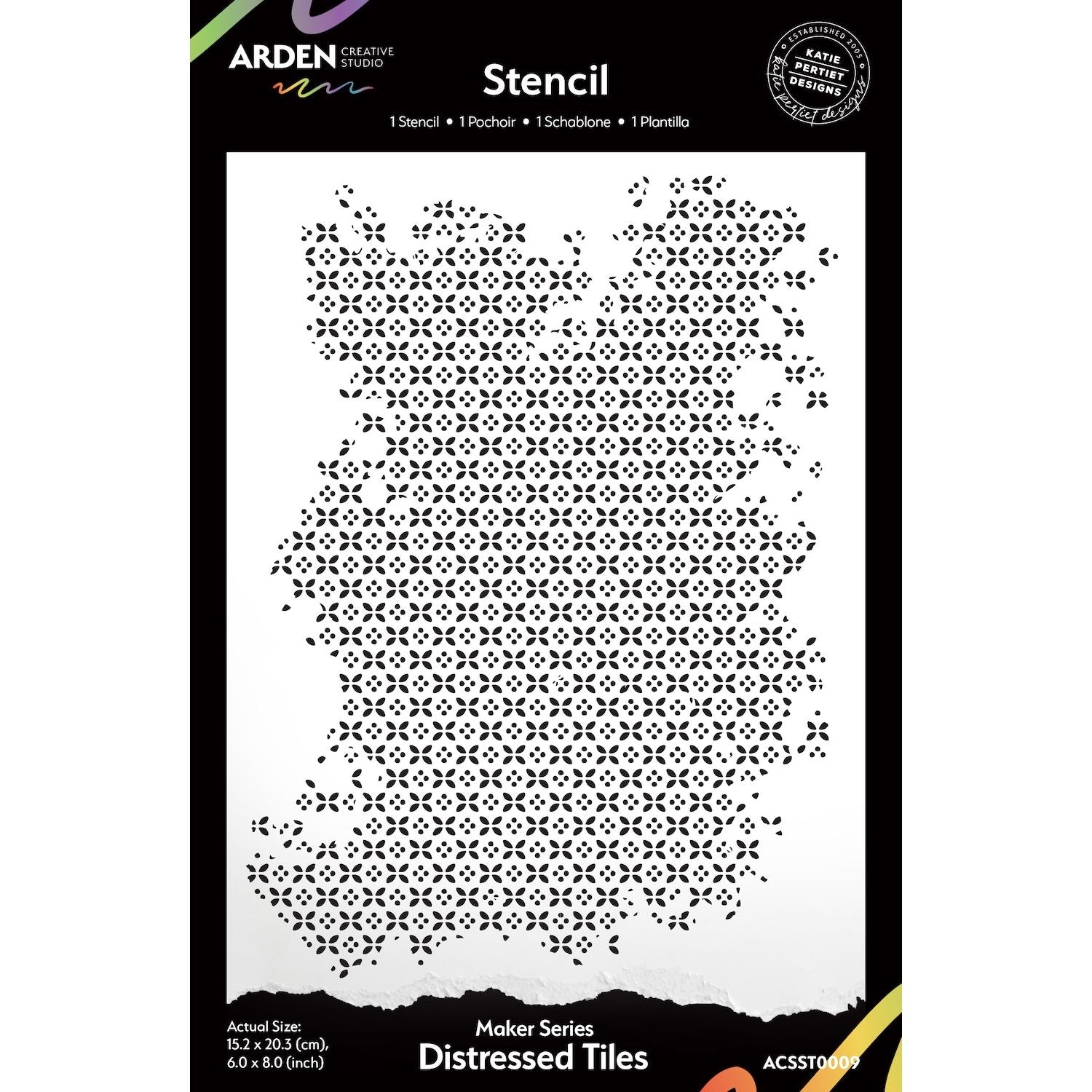Arden Creative Studio Maker Series Distressed Tiles 6x8 Stencil acsst0009
