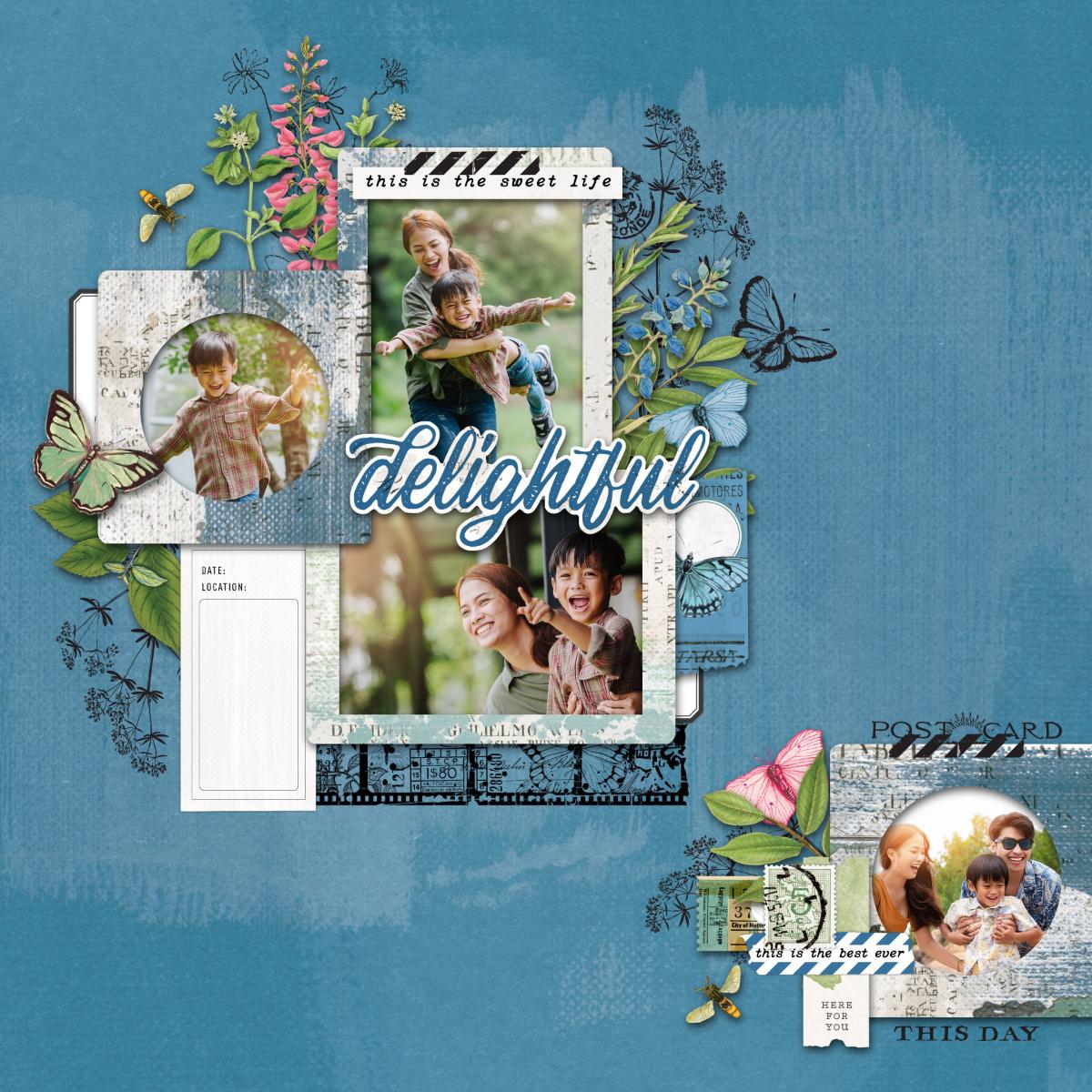 Arden Creative Studio Maker Series Field Notes Meadow Clear Stamp Set acscs0021 scrapbook page