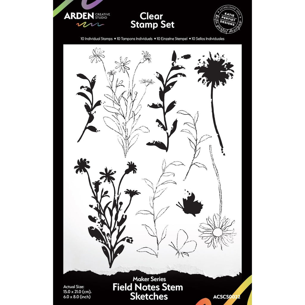 Arden Creative Studio Maker Series Field Notes Stem Sketches Clear Stamp Set acscs0022