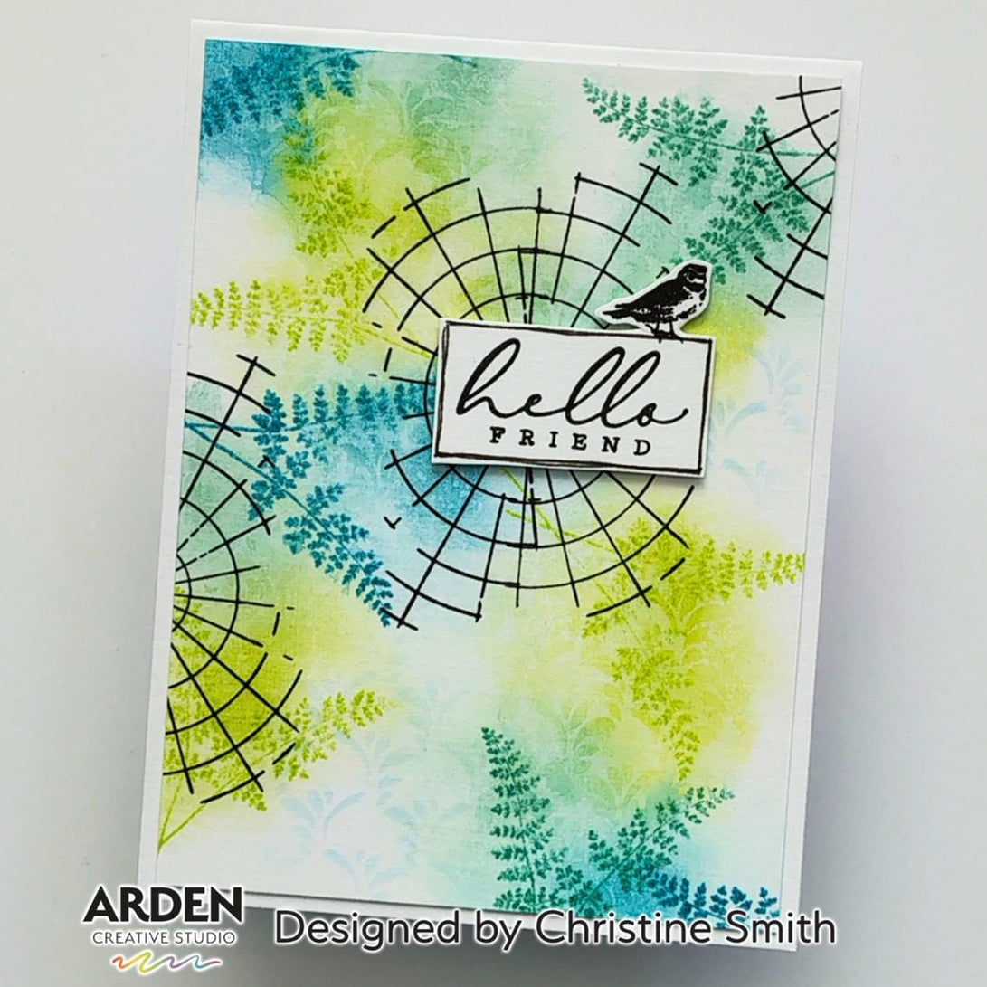 Arden Creative Studio Maker Series Fine Ferns Clear Stamps acscs0030 hello friend