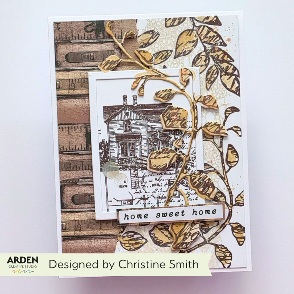 Arden Creative Studio Maker Series Lace Remnant Background Clear Stamp acscs0045 rulers background leaf vines house home sweet home card christine smith
