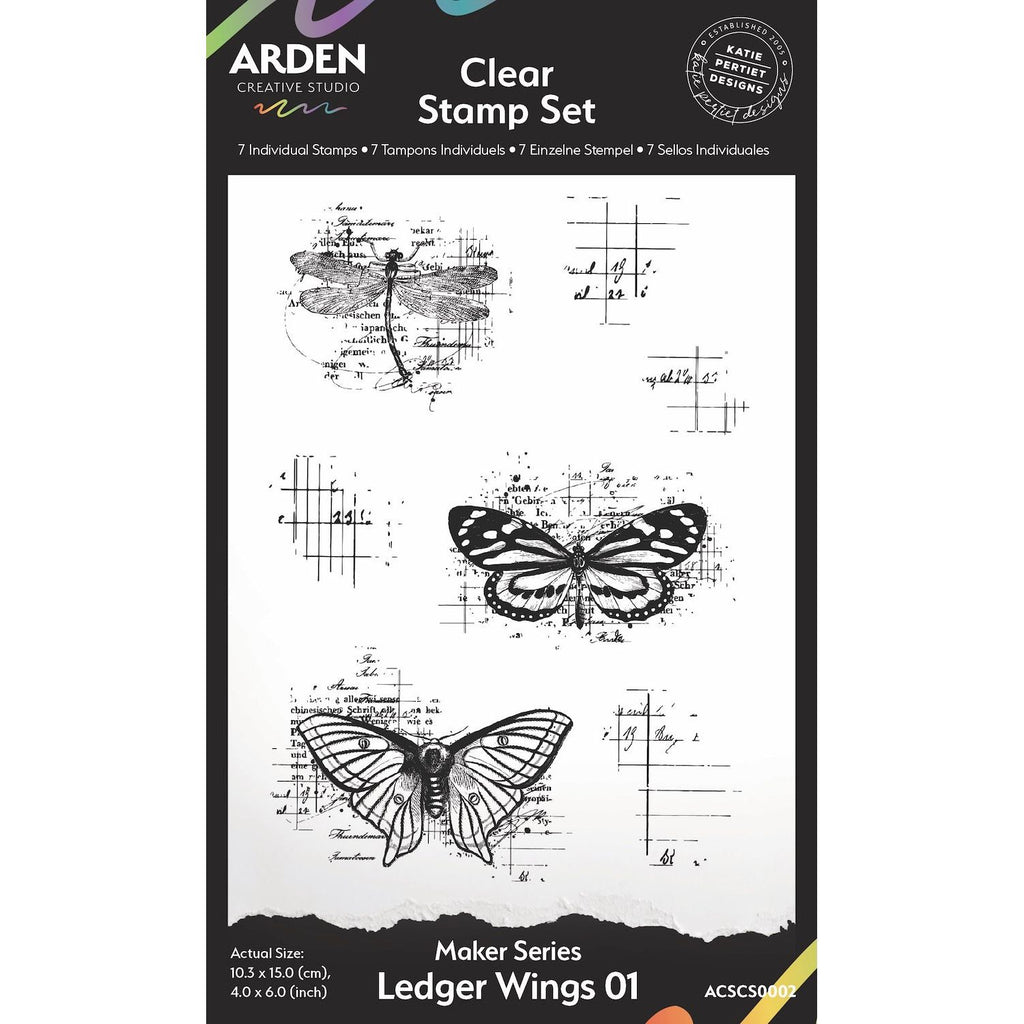 Arden Creative Studio Maker Series Ledger Wings 01 Clear Stamp Set acscs0002