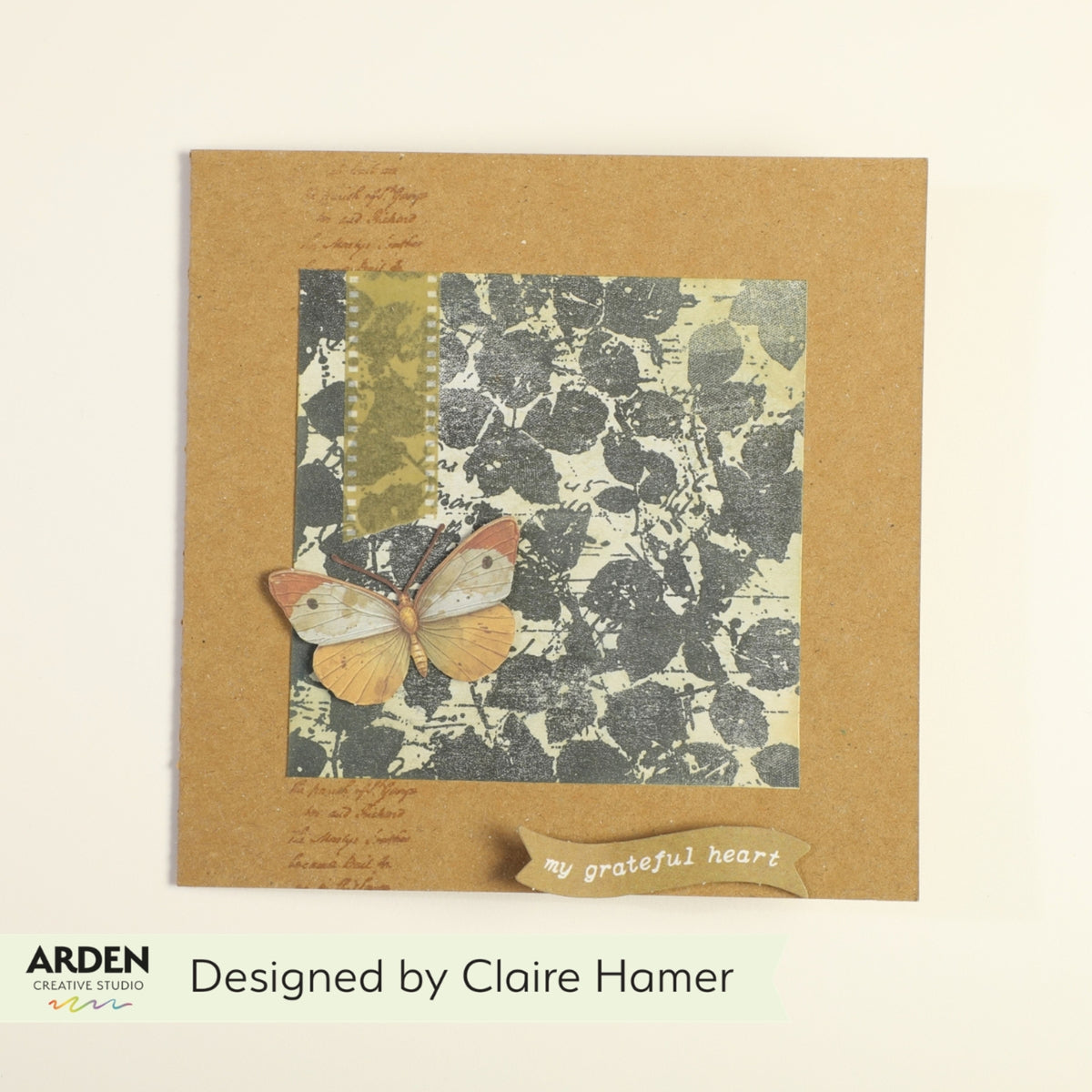 Arden Creative Studio Maker Series Messed Up Leaves Background Clear Stamp acscs0041 butterfly leaf pattern my grateful heart cards claire hamer