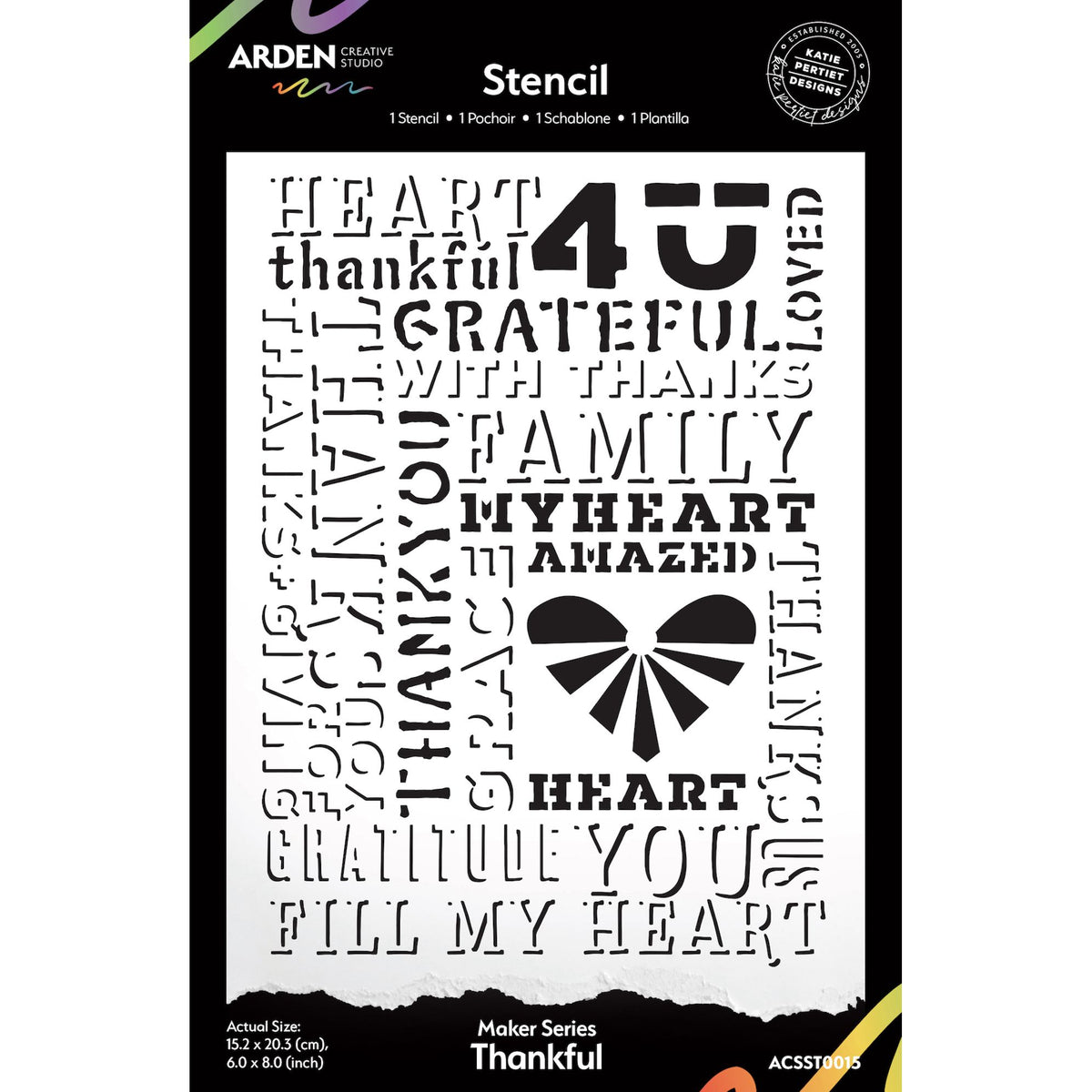 Arden Creative Studio Maker Series Thankful 6x8 Stencil acsst0015