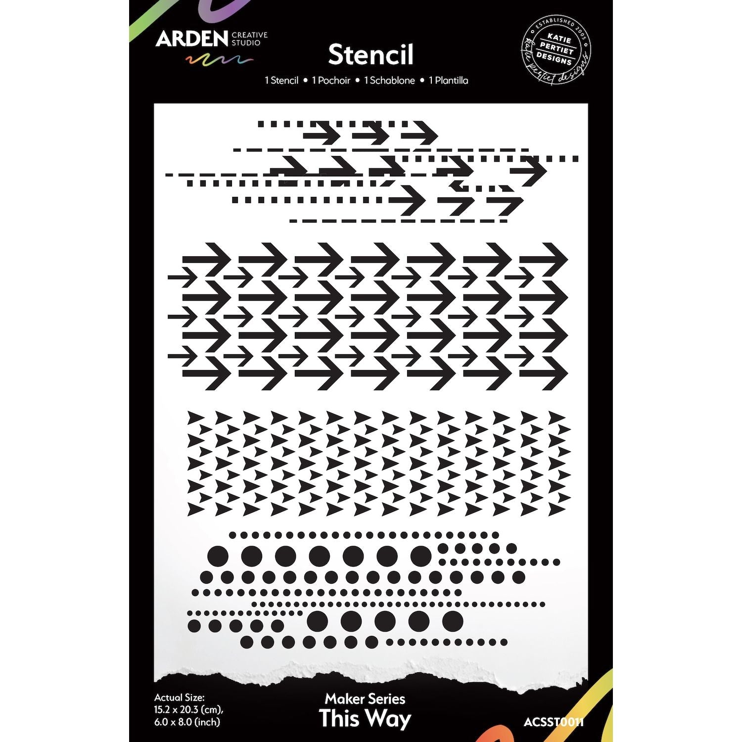 Arden Creative Studio Maker Series This Way 6x8 Stencil acsst0011